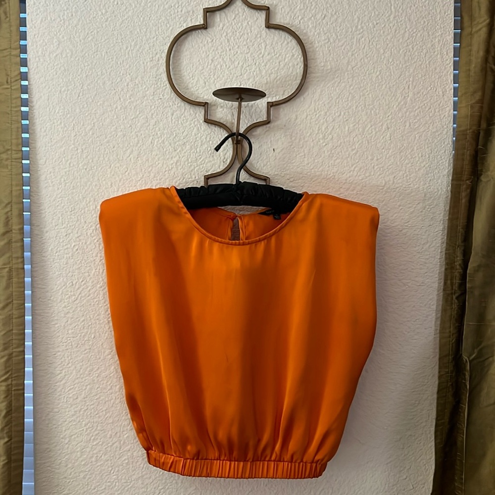 Satin Orange Crop Top